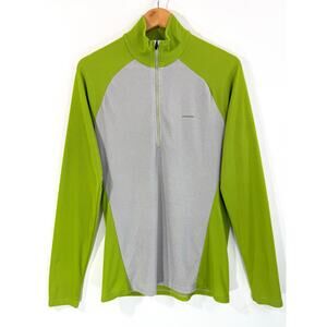 Patagonia Men’s Capilene 2 Lightweight Zip Neck Pullover Neon Green Grey Sz M